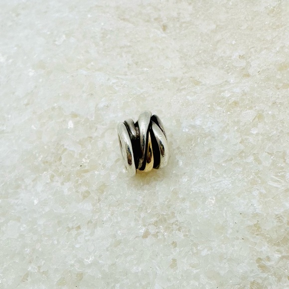 EUC Pandora 790153 Sterling Silver & 14k Yellow Gold Ring Cluster Charm - Picture 12 of 17